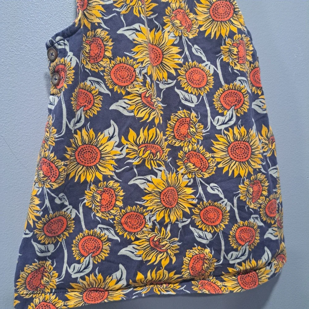 Cynthia Rowley Kids Sunflower‎ Pinafore Jumper Dress Navy Blue Floral Size 7